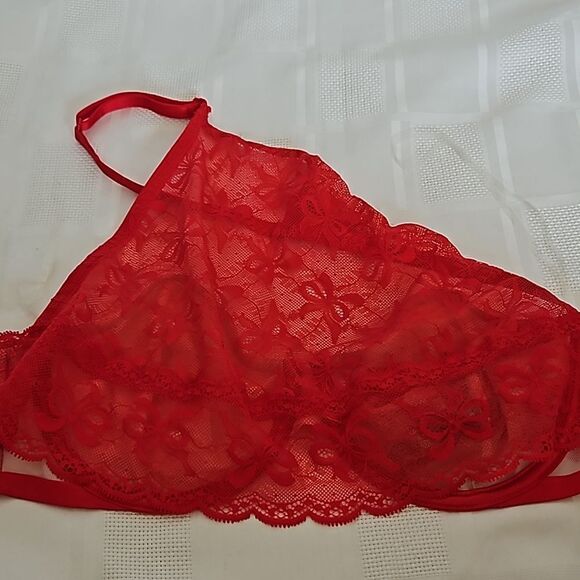 Victoria's Secert Women's Lace Underwire Halter Bralette 32DD Red - Picture 15 of 16